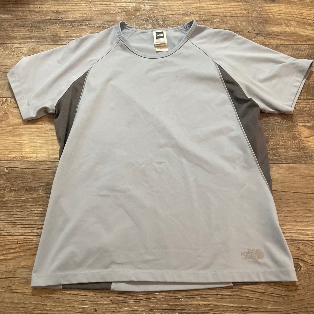The North Face Womens Short Sleeve VaporWick Blue Grey Mesh Running T-Shirt Lg